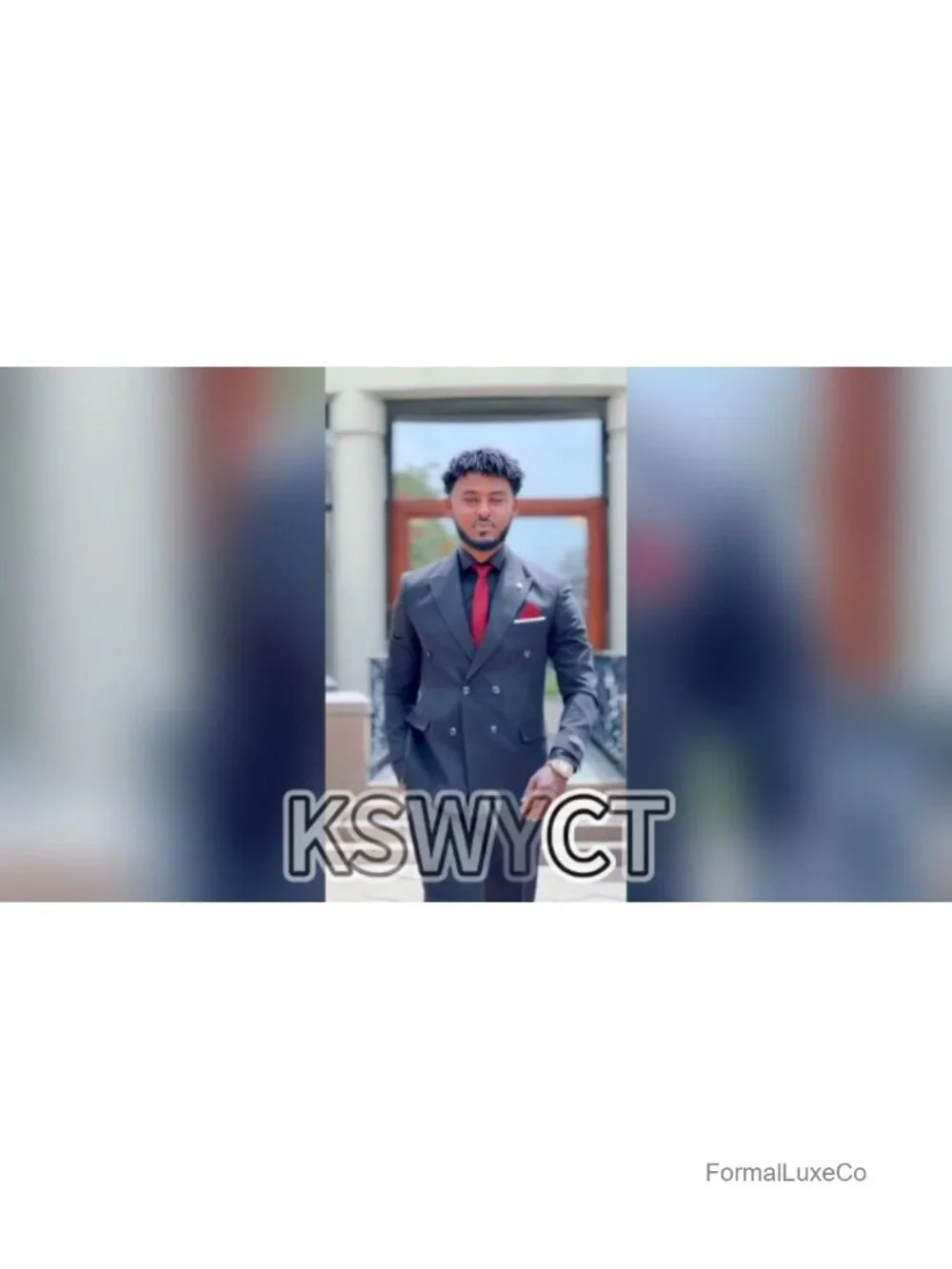 Men's 2 Piece Slim Fit Double Breasted Suit Set Formal Wedding Tuxedo Jacket &